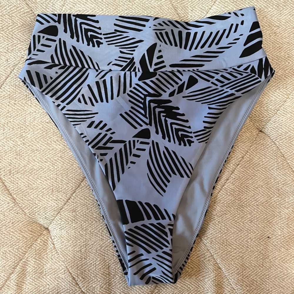 Aerie Black Leaf Print Bikini Bottom